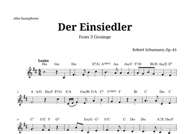 Der Einsiedler by Schumann for Alto Sax and Chords (arr. Langanho)