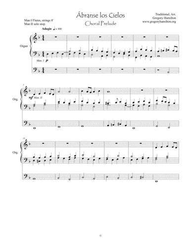 Ábranse los Cielos A Choral Prelude for organ
