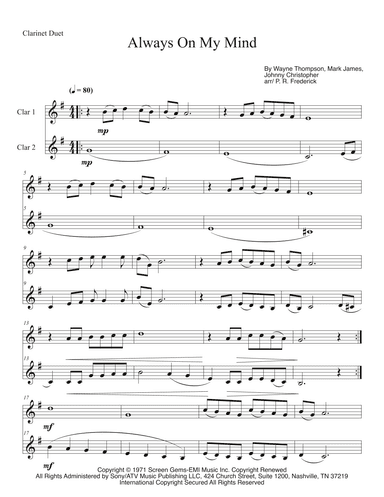 Always On My Mind (arr. P. R. Frederick)