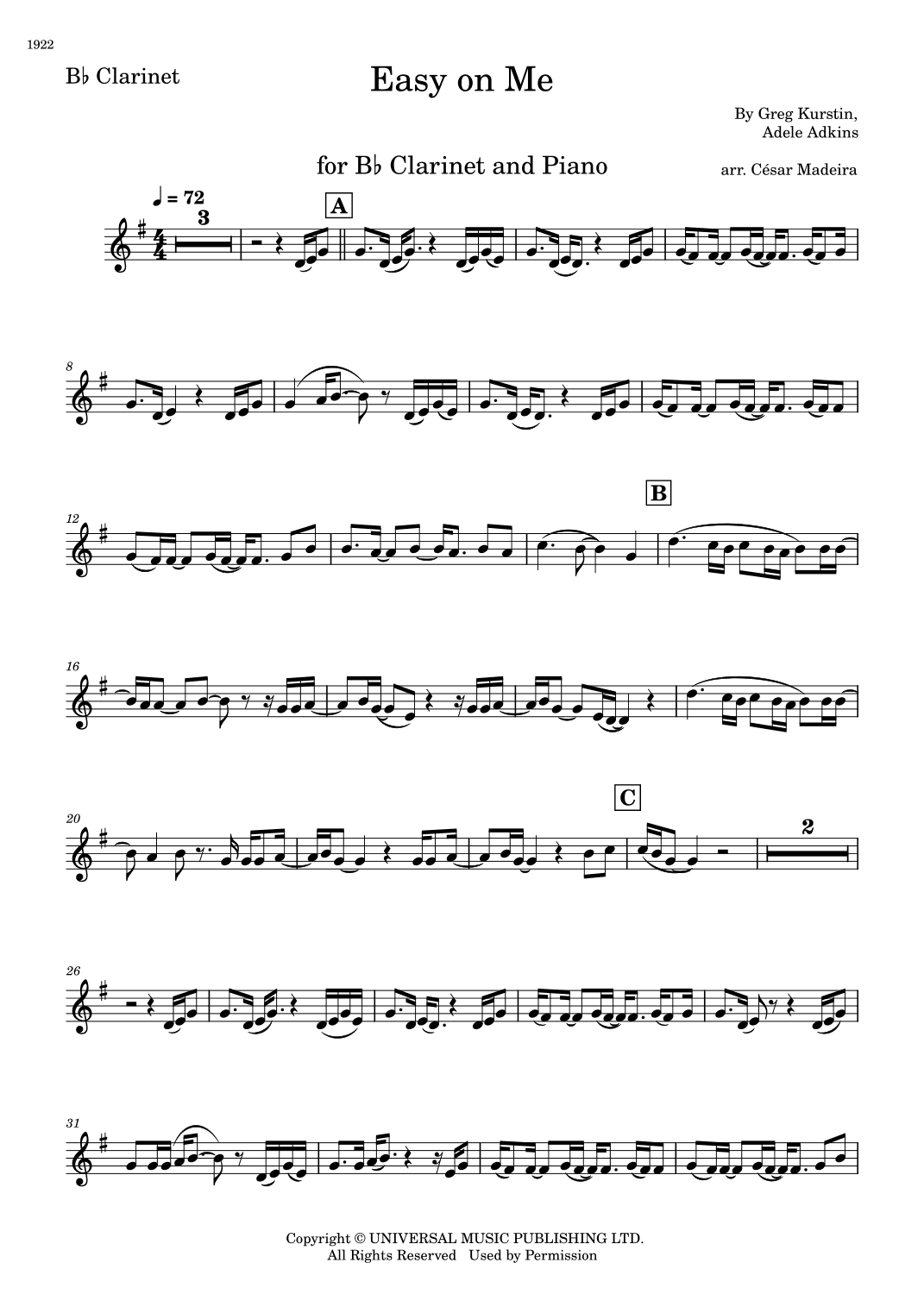 Easy On Me (arr. César Madeira)