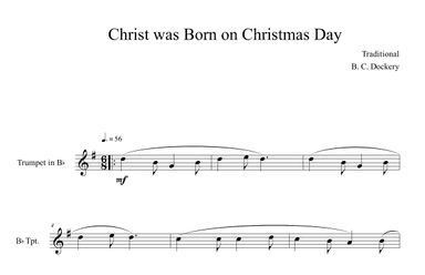 Christ was Born on Christmas Day (Trumpet Solo) (arr. B. C. Dockery)