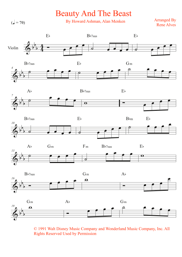 Beauty And The Beast (arr. Rene Alves)