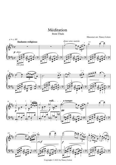 Méditation, from Thaïs (Massenet) (arr. Nancy Litten)