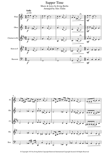 Supper Time (arr. Alex Tinlin)