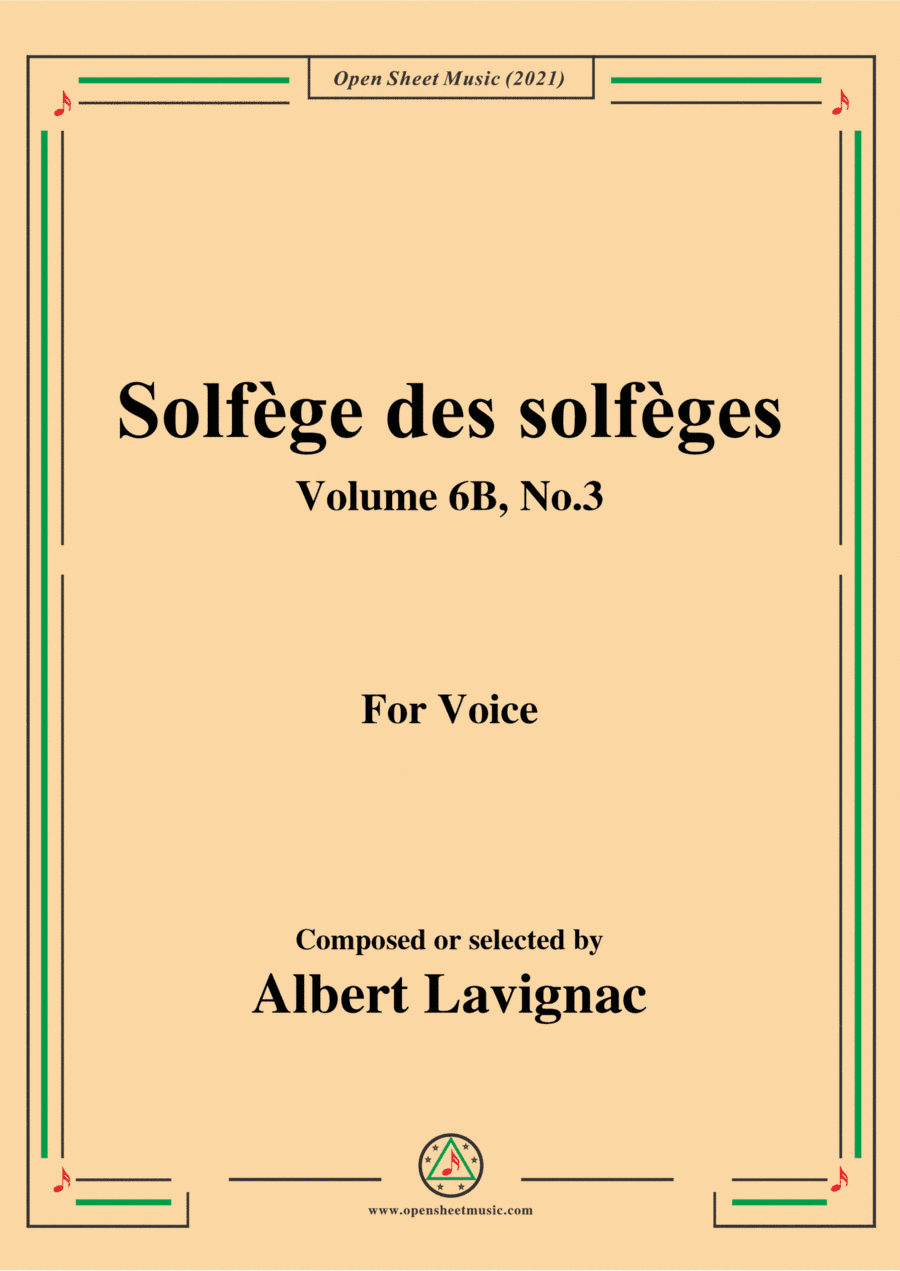 Lavignac-Solfege des solfeges,Volume 6B No.3,for Voice (arr. Open Cloud)