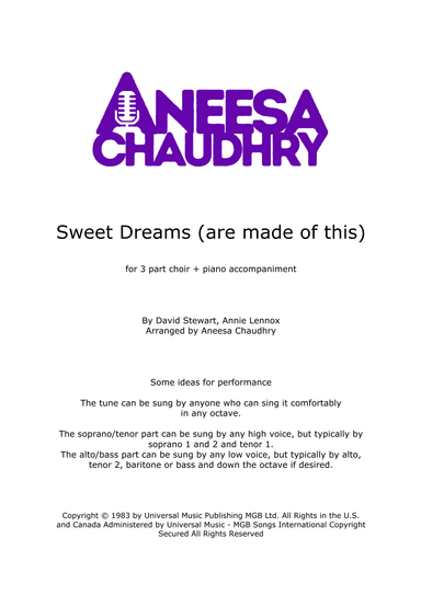 Sweet Dreams (are Made Of This) (arr. Aneesa Chaudhry)