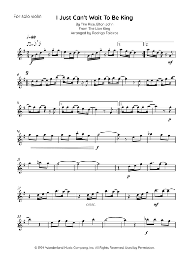 I Just Can't Wait To Be King (arr. Rodrigo Faleiros)