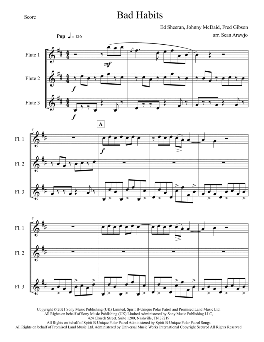 Bad Habits (arr. Sean Arawjo)