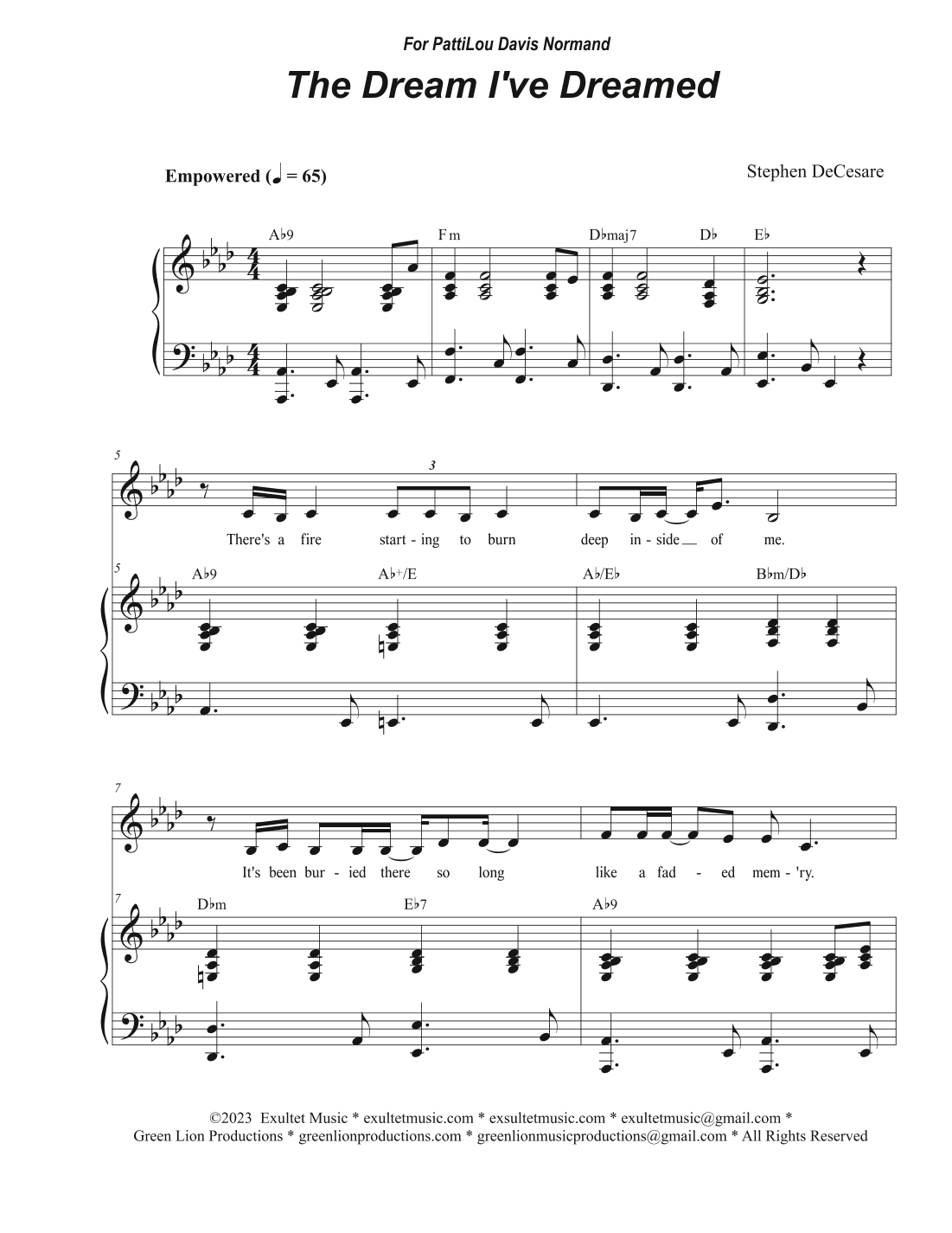 The Dream I've Dreamed (Vocal solo - High Key)