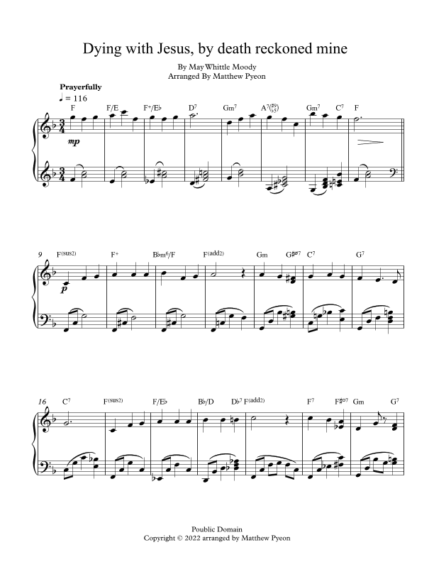 Dying with Jesus, by death reckoned mine (arr. Matthew pyeon)