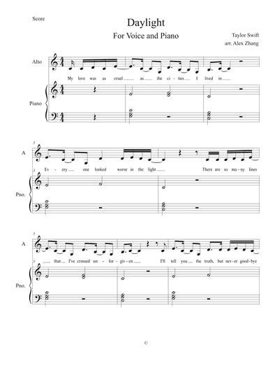 Daylight (arr. Alex Zhang)