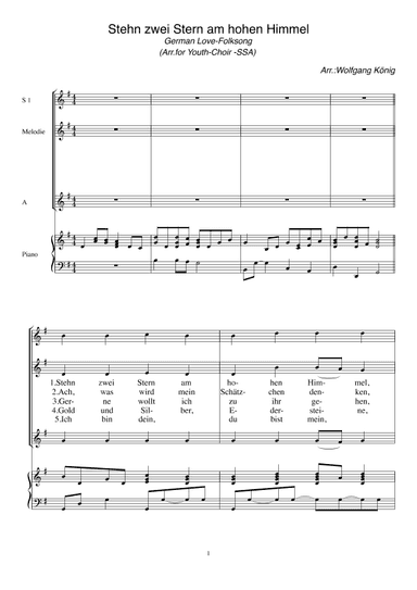 Stehen zwei Stern am hohen Himmel (arr. Wolfgang König)