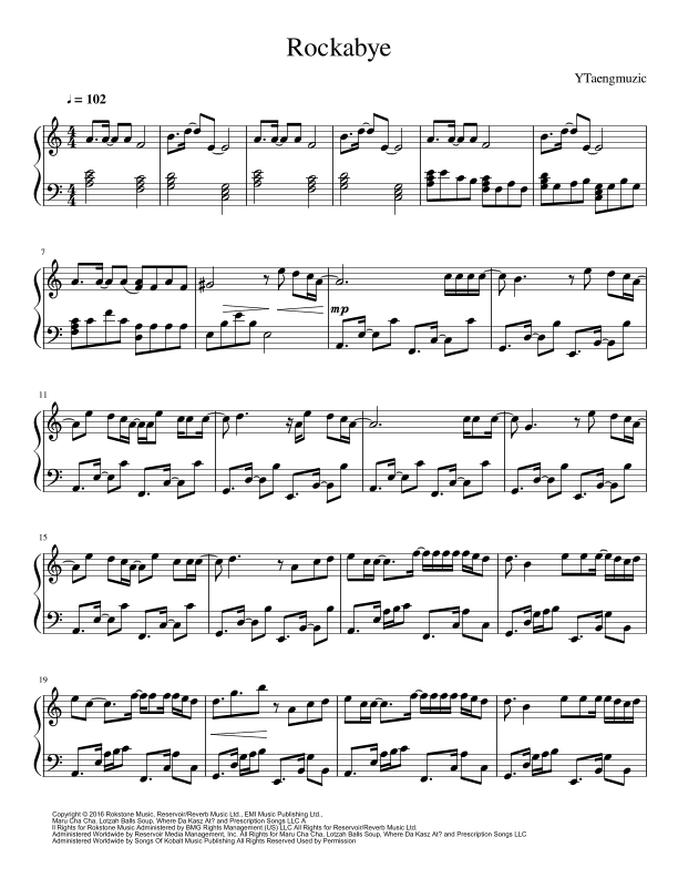 Rockabye (arr. YTaengmuzic)