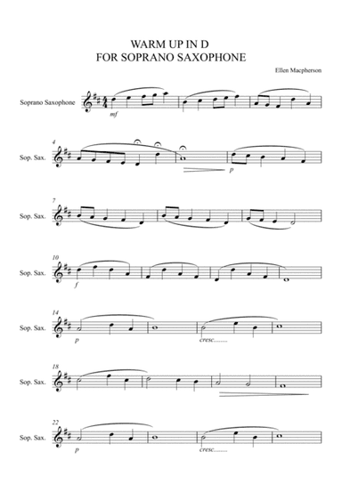 Warm Up in D for Soprano Saxophone