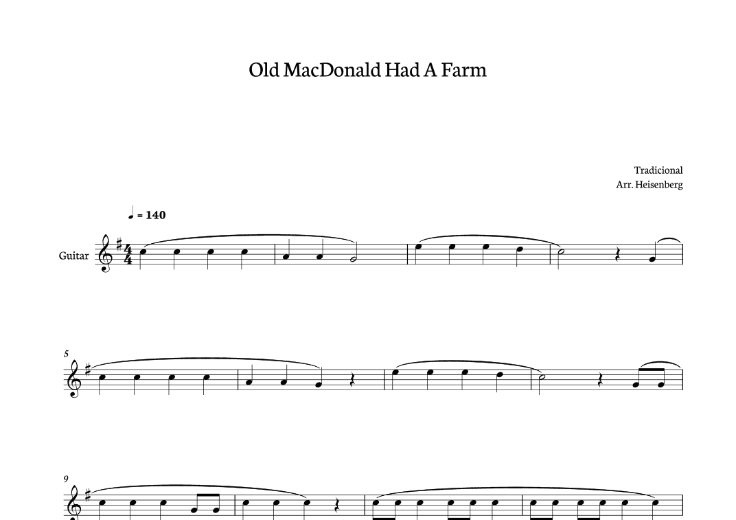 Old MacDonald Had a farm for Guitar (arr. Heisenberg)