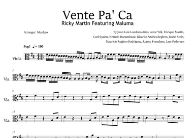 Vente Pa' Ca (arr. Musikeo)