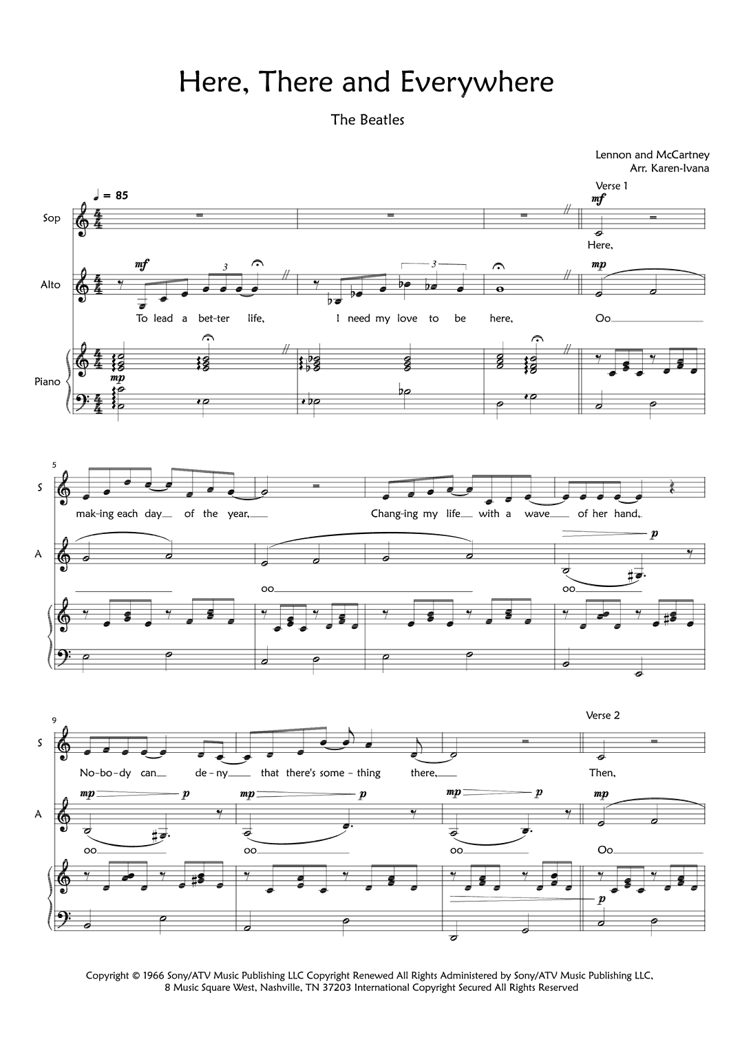 Here, There And Everywhere (arr. Karen Ivana)