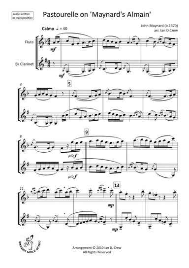 Pastourelle on 'Maynard's Almain' (arr. Ian D. Crew)