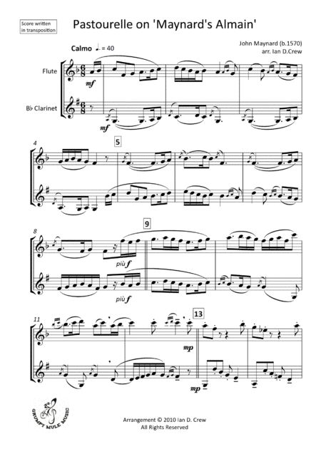 Pastourelle on 'Maynard's Almain' (arr. Ian D. Crew)
