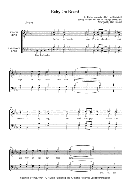 Baby On Board (arr. Dan Bennett)