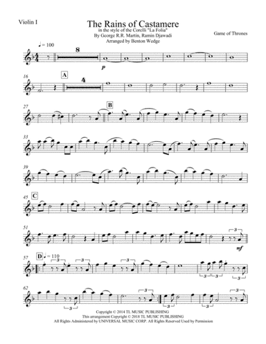 The Rains Of Castamere (arr. Benton Wedge)