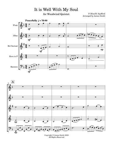 It Is Well With My Soul for Woodwind Quintet (arr. James Smith)