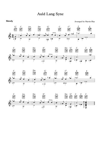 Auld Lang Syne - For Guitar (arr. Martin Hay)