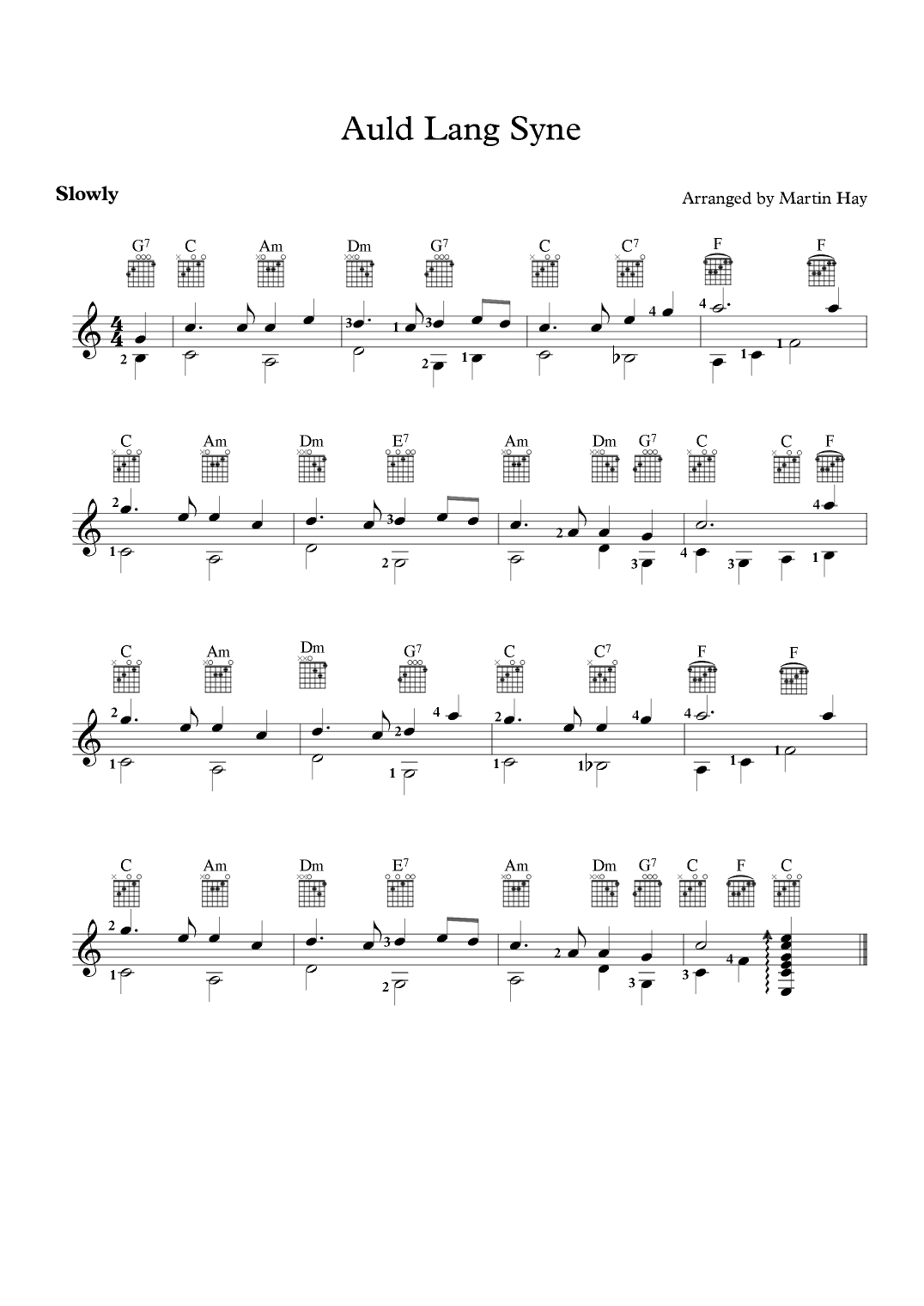 Auld Lang Syne - For Guitar (arr. Martin Hay)