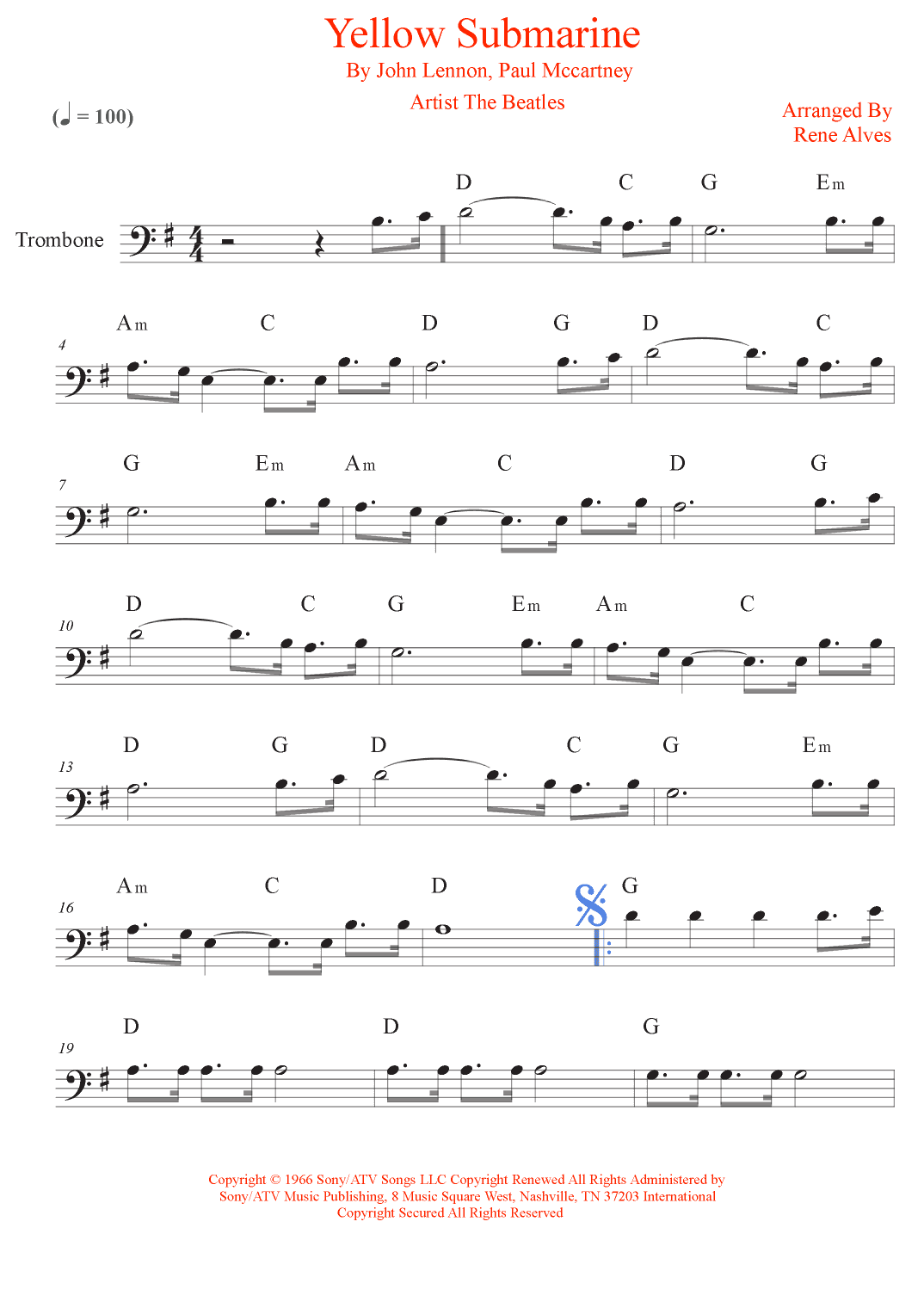 Yellow Submarine (arr. Rene Alves)