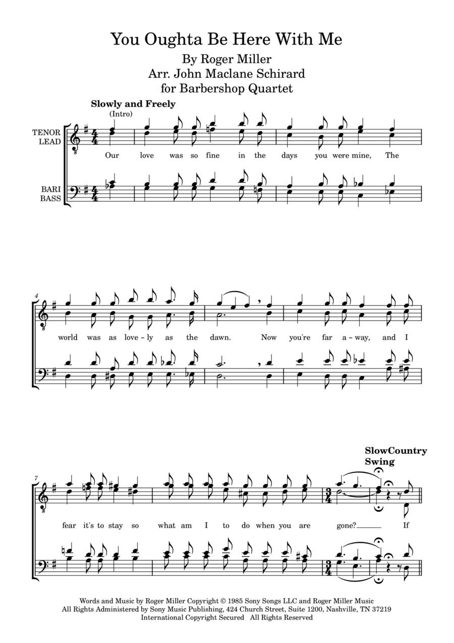 You Oughta Be Here With Me (arr. John Maclane Schirard)