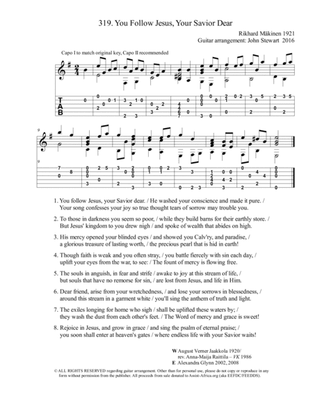 319 You Follow Jesus, Your Savior Dear (arr. John Stewart 2016)