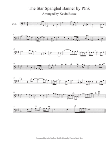The Star Spangled Banner as performed by P!nk - Cello (arr. Kevin Busse)
