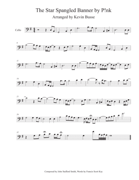 The Star Spangled Banner as performed by P!nk - Cello (arr. Kevin Busse)