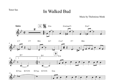 In Walked Bud (arr. The Sheet Music Library)