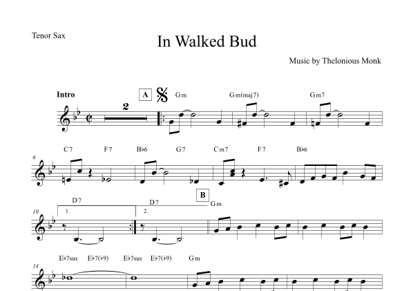 In Walked Bud (arr. The Sheet Music Library)