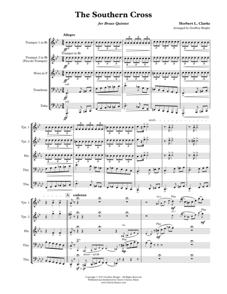 Herbert L. Clarke - The Southern Cross for Solo Cornet with Brass Quintet (arr. Geoffrey Bergler)