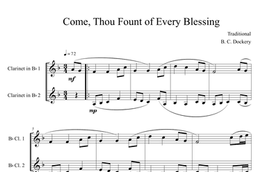 Come, Thou Fount of Every Blessing (Clarinet Duet) (arr. B. C. Dockery)
