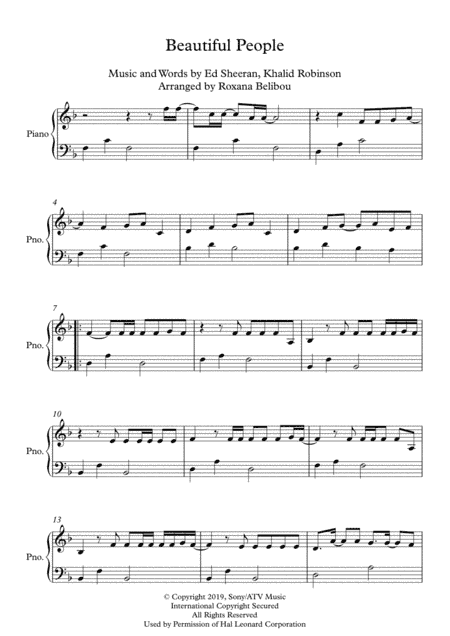 Beautiful People (arr. Roxana Belibou)
