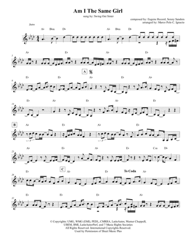 Am I The Same Girl - Swing Out Sister (arr. Marco Polo Ignacio)