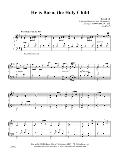 He is Born, the Holy Child (arr. David Lantz III)