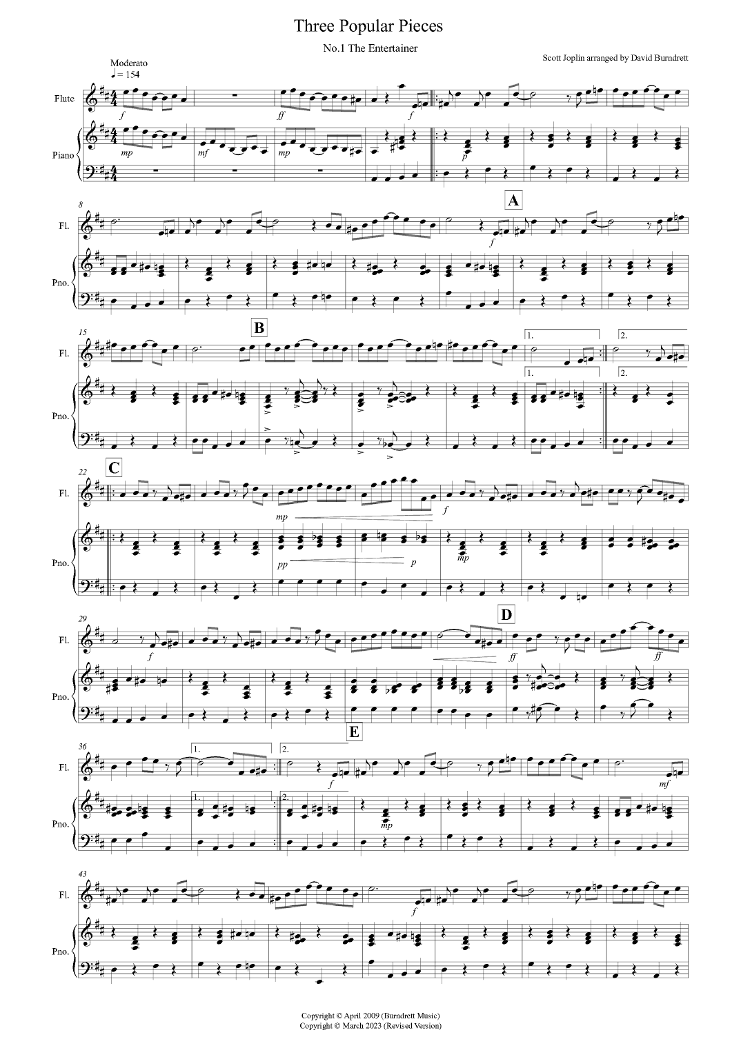 3 Popular Pieces for Flute and Piano (arr. David Burndrett)