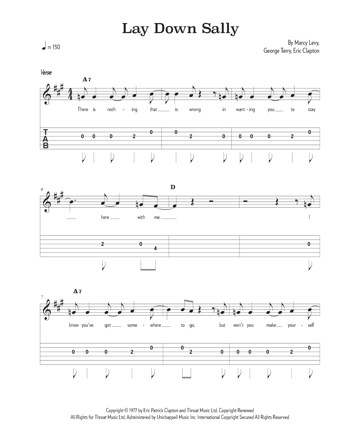 Lay Down Sally (arr. Riverside Guitar School)
