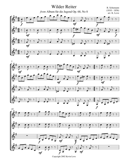 A Little Schumann, Please... (Guitar Quartet) - Score and Parts (arr. Kevin Love)