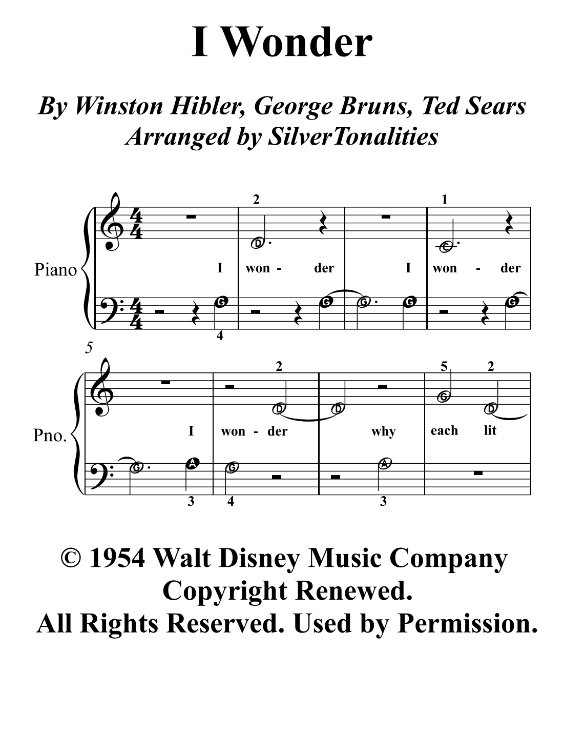 I Wonder (arr. SilverTonalities)