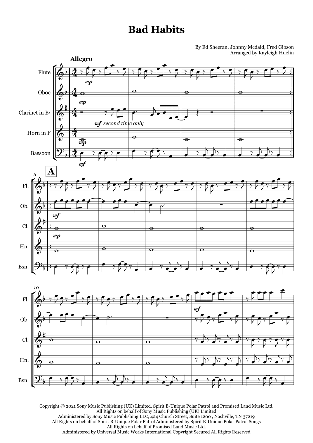 Bad Habits (arr. Kayleigh Huelin)