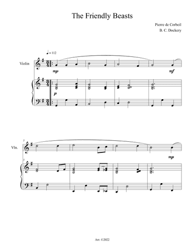 The Friendly Beasts (Violin Solo with Piano Accompaniment) (arr. B. C. Dockery)