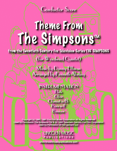 Theme From The Simpsons TM  from the Twentieth Century Fox Television Series THE SIMPSONS (arr. Kenneth Abeling)