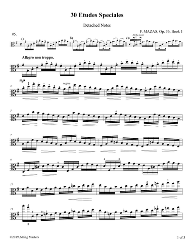 Mazas, Etudes for Viola Op 36, Book 1, No.05 (arr. String Masters)