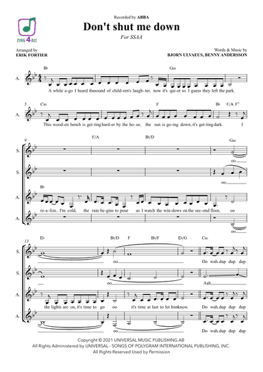 Don't Shut Me Down (arr. Erik Fortier)