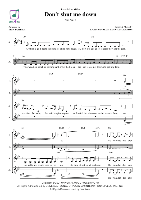 Don't Shut Me Down (arr. Erik Fortier)